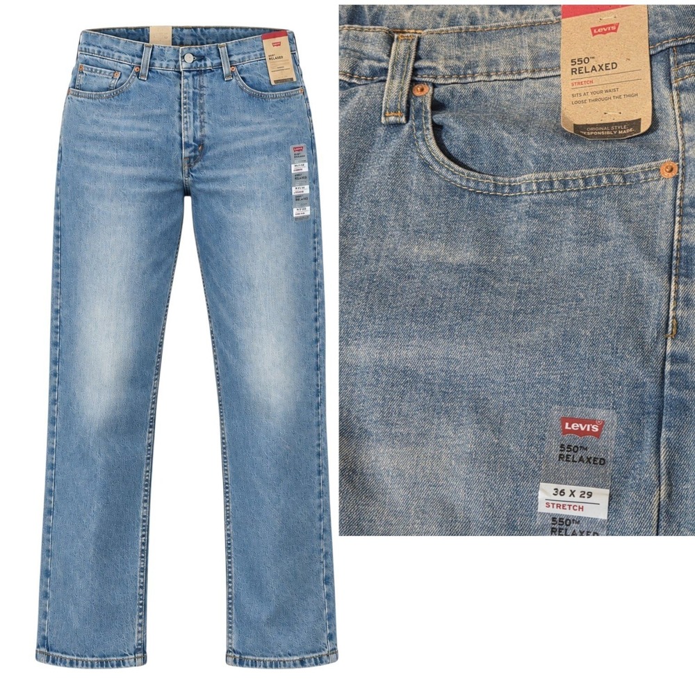 Levis 550 Relaxed Fit Jeans Mens 36x29 Blue Stretch Denim